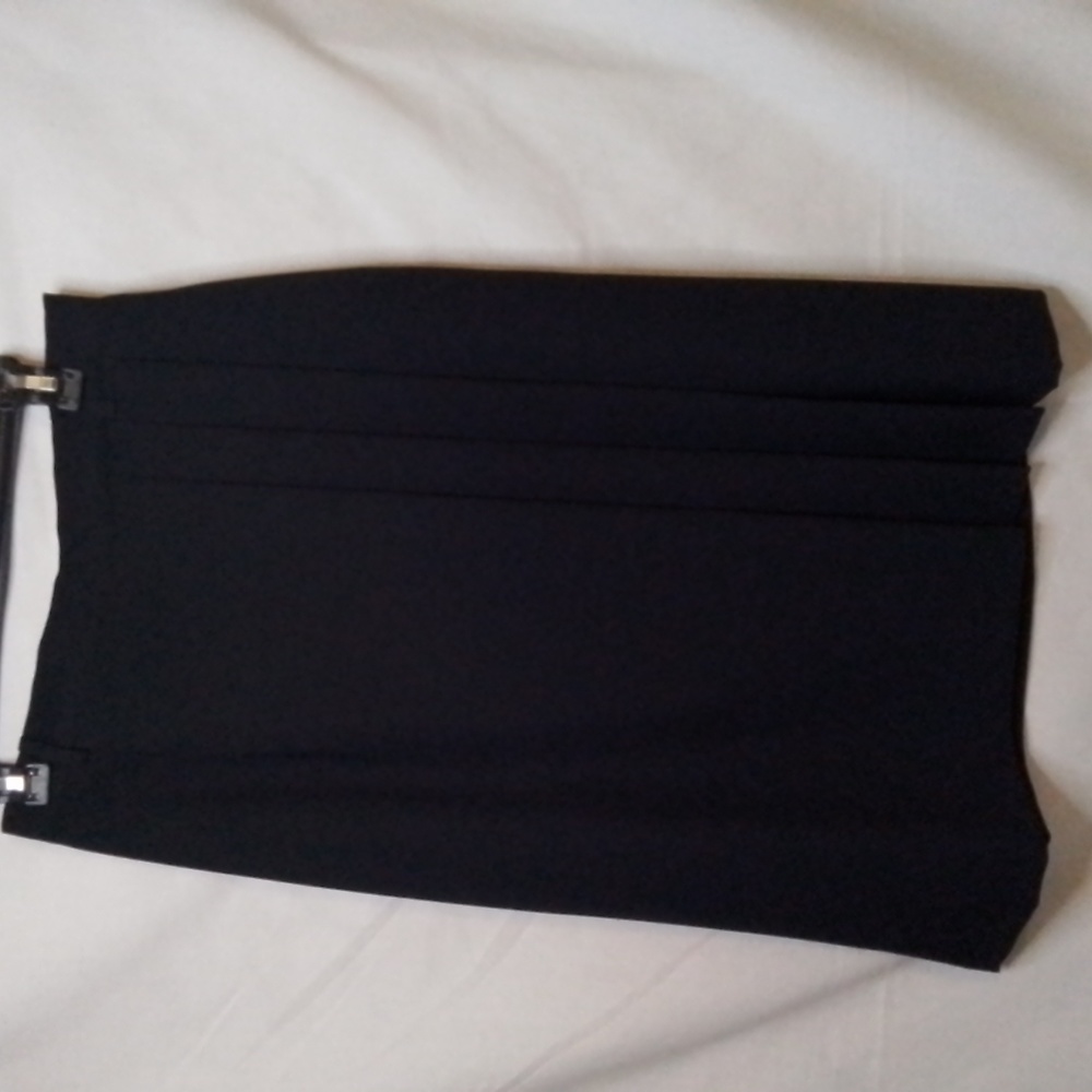 Long dark blue mock pleated skirt